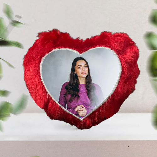 Red Heart Personalized Cushion With Photo