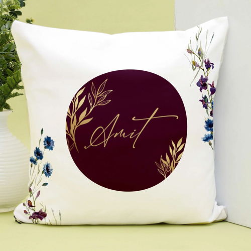 Floral Personalized Name Cushion