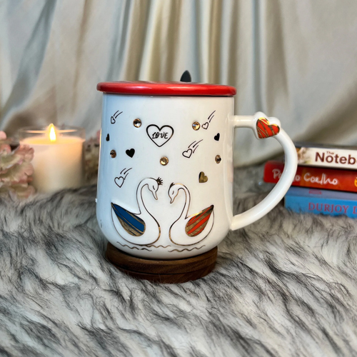 Ceramic Coffee Mug With lid &Spoon